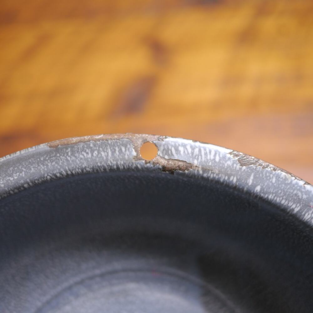 Vtg Rustic Farmhouse Blue Gray Enamelware Graniteware Steel Washing Basin Bowl - Picture 3 of 6